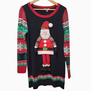 Christmas Sweater Tunic 3D Santa Claus NWT By Kela